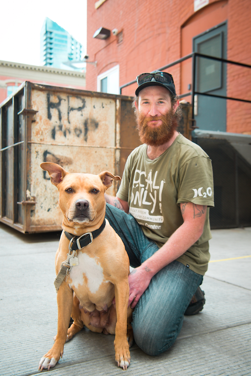 Brad and his dog Honey at free vet care day in Calgary/Aubri Poon Photography