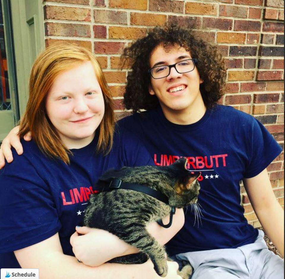 Emilee McCubbins and Isaac Forman Weiss are the brains behind the campaign to election a cat for president. Limberbutt 2016/Facebook